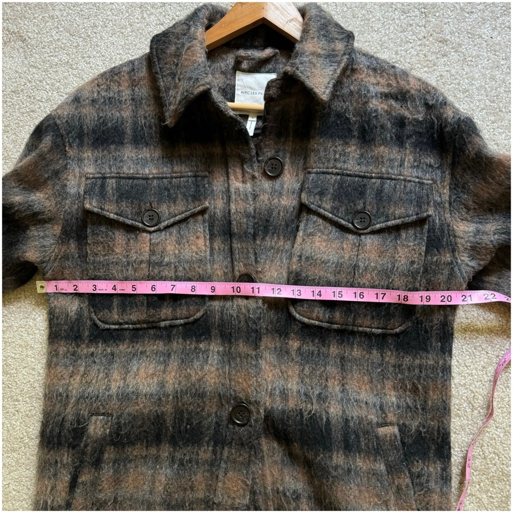 Avec Les Filles Longline Plaid Fuzzy Shacket S - Picture 14 of 16